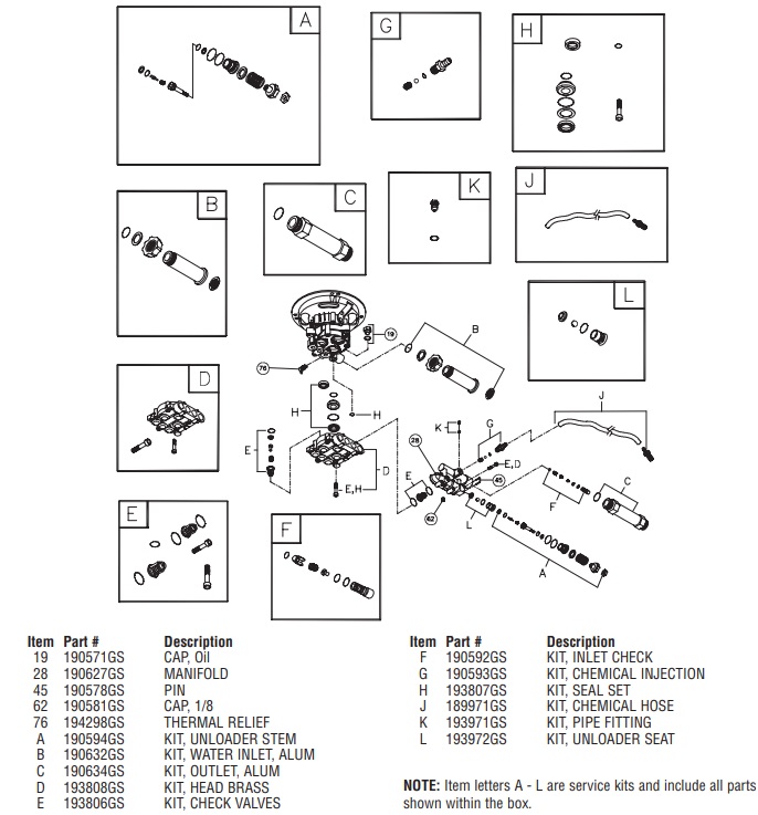 Troy bilt pressure washer model 020293 pump repair kits